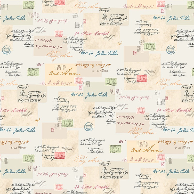 Petal Post Whistler Studios 55702-3 Ivory Postmarked Cotton