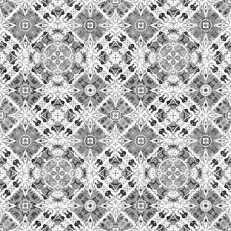 Quilt Room Kitties - Diamond Medallion Gray
