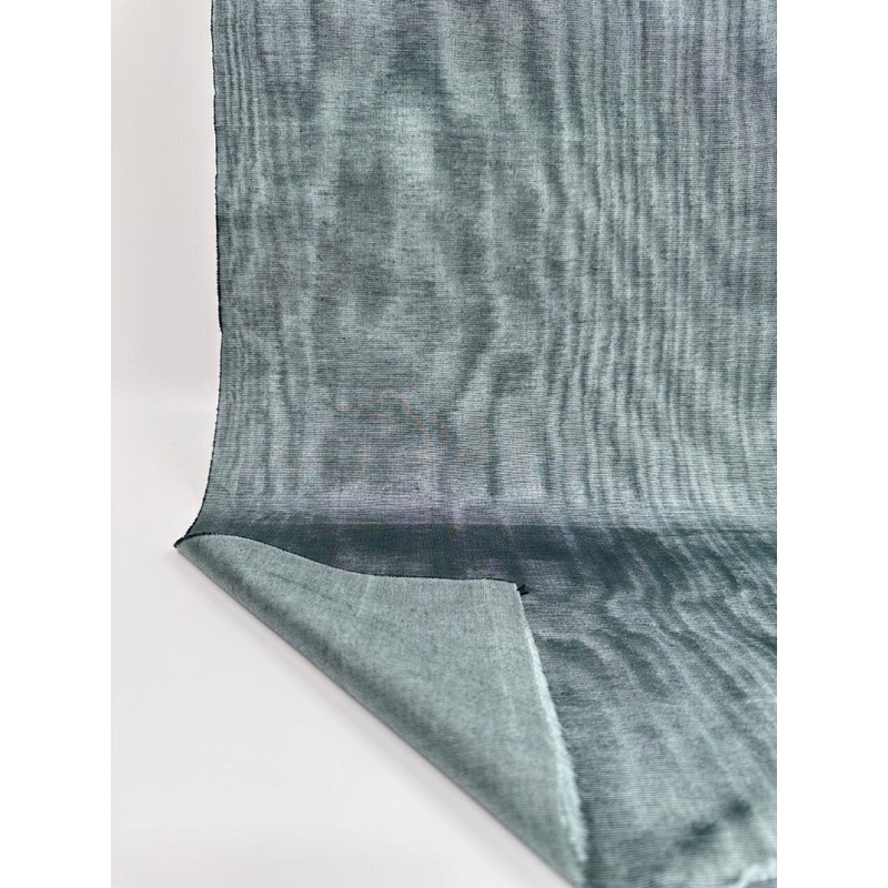 Sage Green Silk Fabric, Moire Silk Fabric, Silk By The Yard. Watermark Pattern.