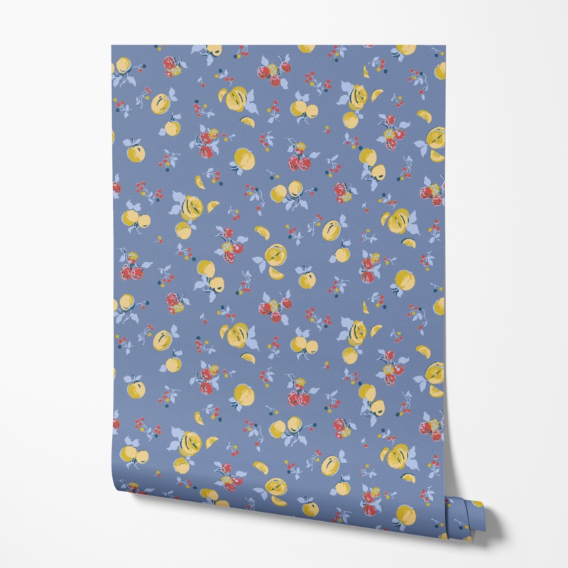Salerno on Faded Denim Wallpaper