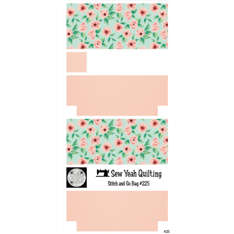 Stitch & Go Bag #225 - Floral Pink Blossom Leaves on Light Pink