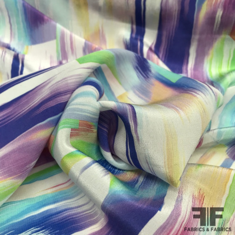 Brushstroke Printed Crepe De Chine - Multicolor