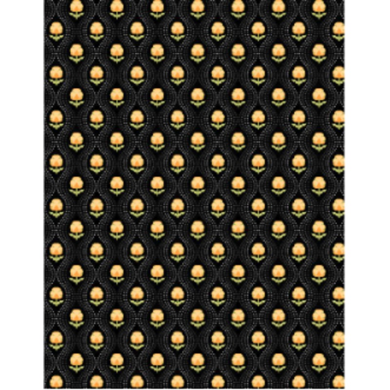 Patch of Sunshine Floral and Dot Black Yardage