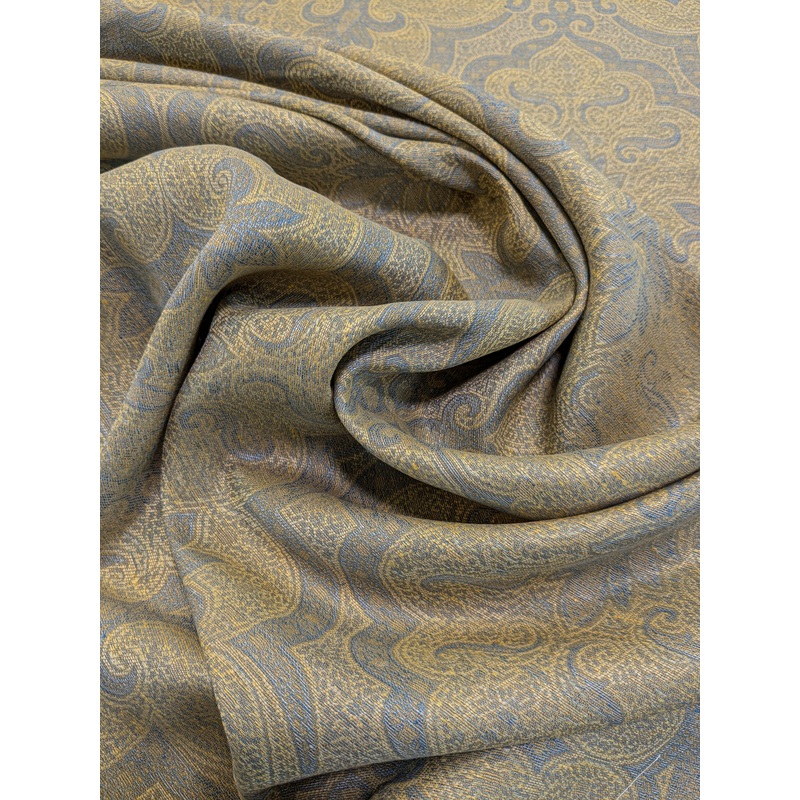 Scalamandre Ahmadpur Cerulean Paisley Medallion Cotton Linen - Gold Blue - By The Yard