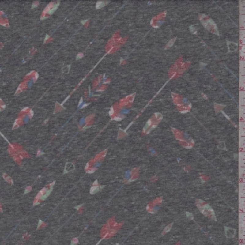 Stone Black Multi Arrow Slub Jersey Knit Fabric