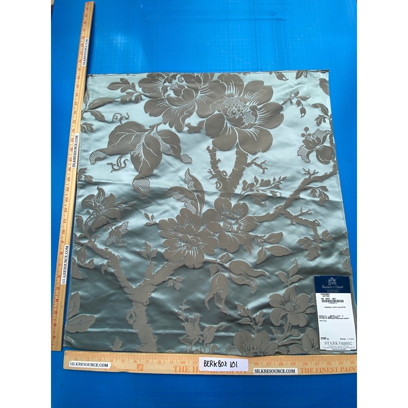 51 Berkbox101 Square Silk by Tassinari and Chatel Argenson Nattier Blue Floral Botanical Foliage MSRP USD 1200+/y