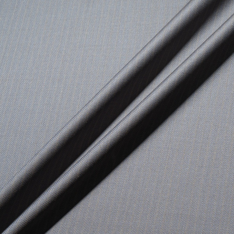 Beige Pinstripe Grey Superfine Pure Wool Suiting (A 2.40m Piece)
