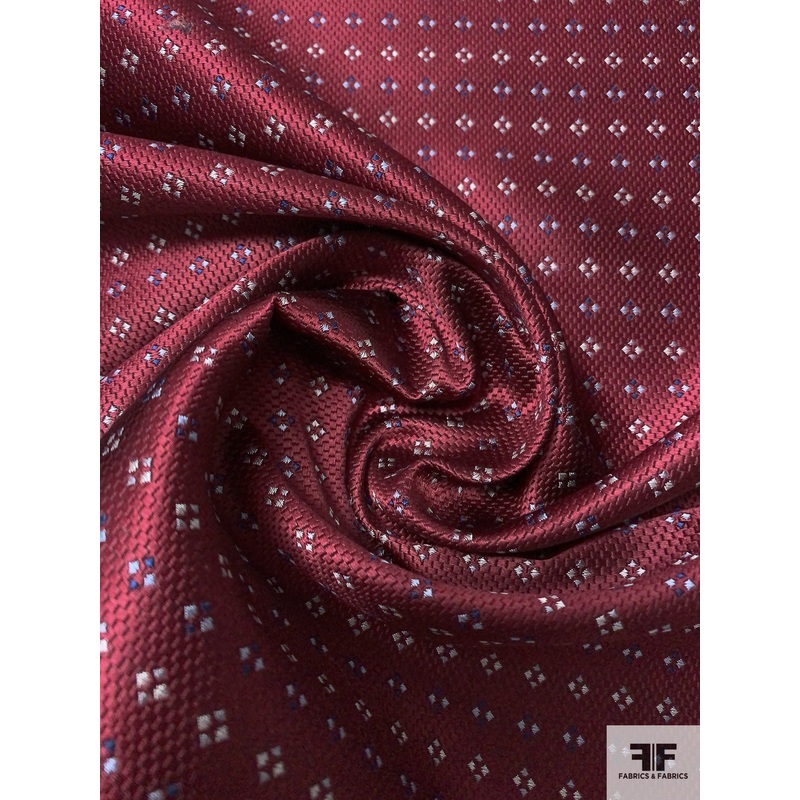 Diamond Dot Silk Necktie Jacquard Brocade - Maroon / Grey / Navy