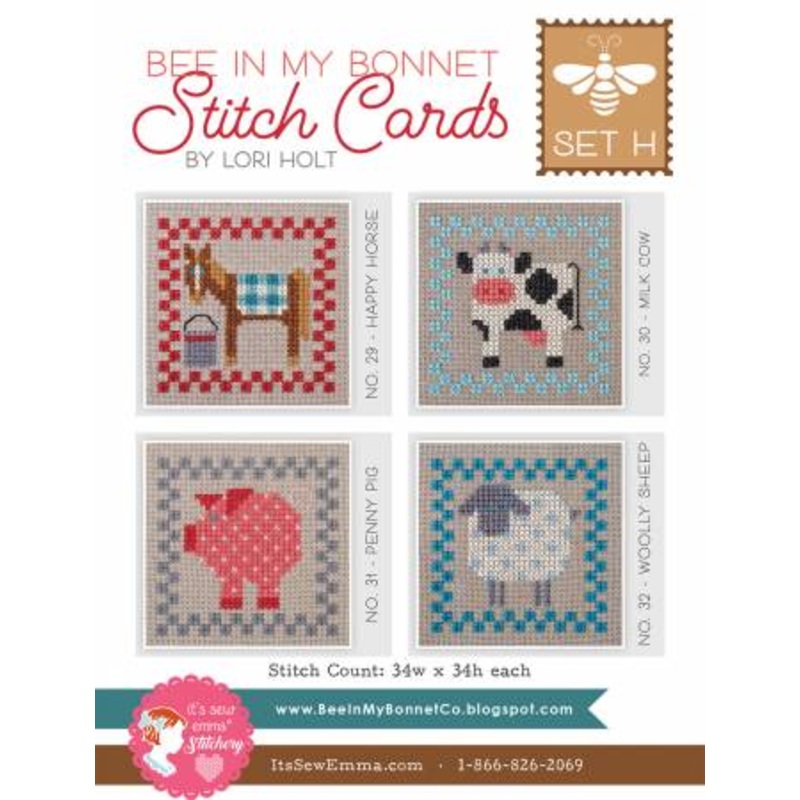 Lori Holt - Bee in My Bonnet - Cross Stitch Pattern - Stitch Cards - Set H