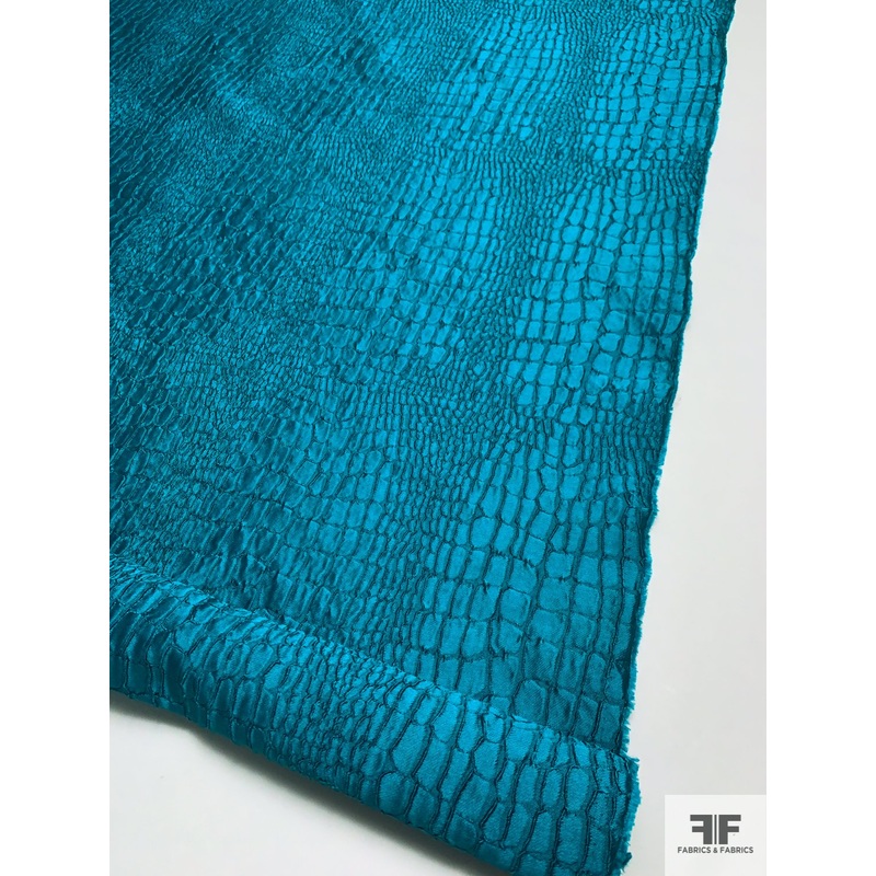 Made in Italy Alligator Pattern Brocade - Ocean Wave Teal
