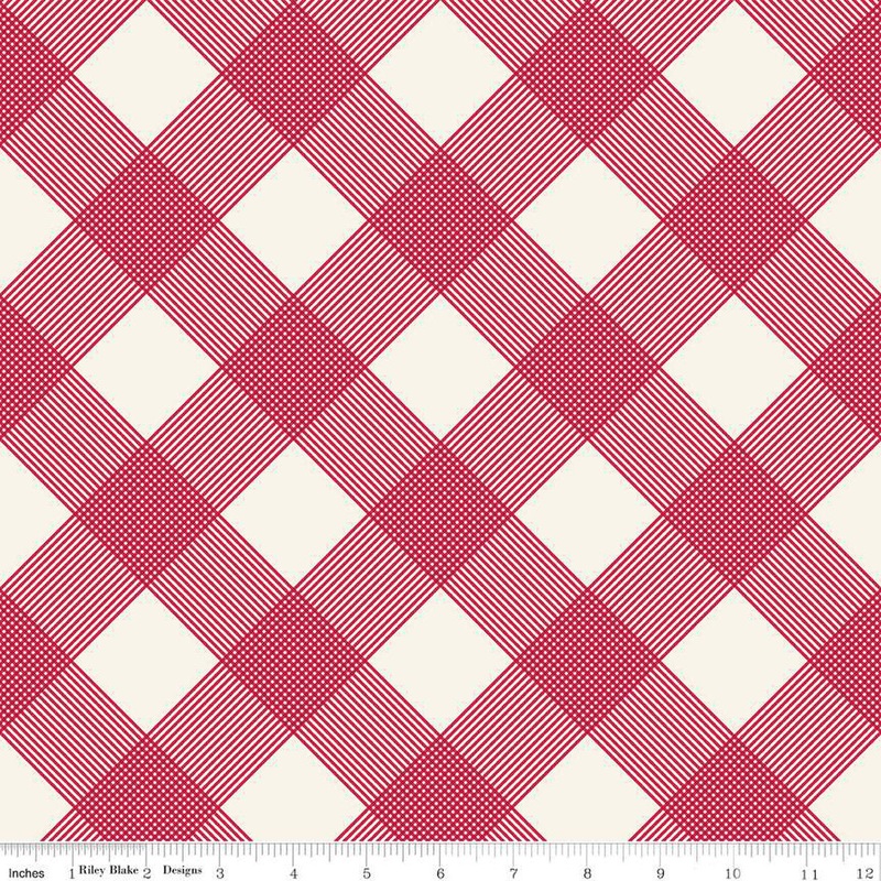 Riley Blake Heirloom Red Plaid Cream Fabric