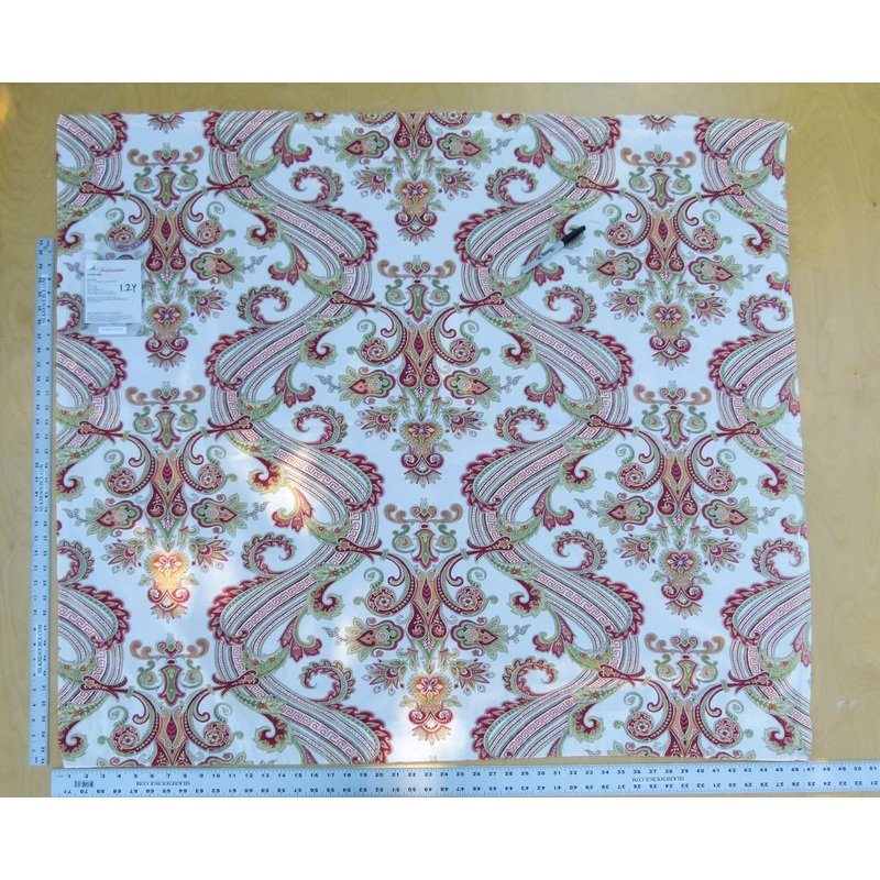 Scalamandre Length 1.2y Hudson Multi White Paisley Printed Cotton Sateen Belle Jardin Collection Fr France MSRP USD 216/y