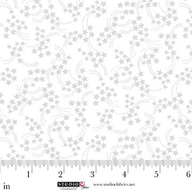 44" - Studio e - Shooting Stars - White on White - 100% Cotton