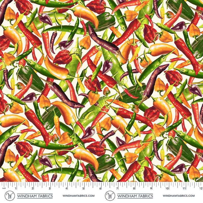 Arizona & New Mexico Shop Hop 2026 Whistler Studios 54960-6 Ivory Chili Peppers Cotton