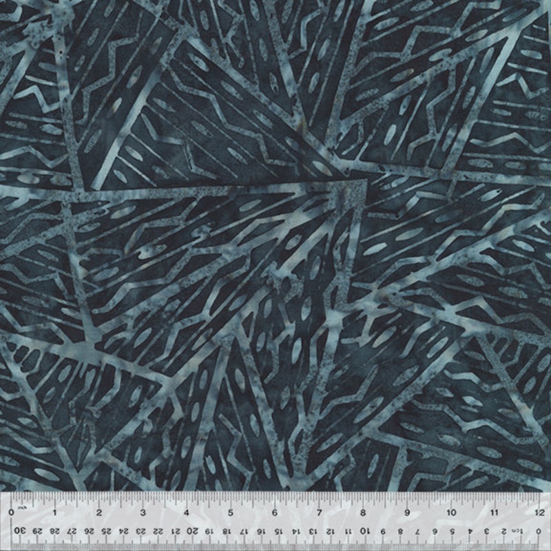 QE6: Splash 439Q-4 Charcoal Abstract Lines Batik Cotton