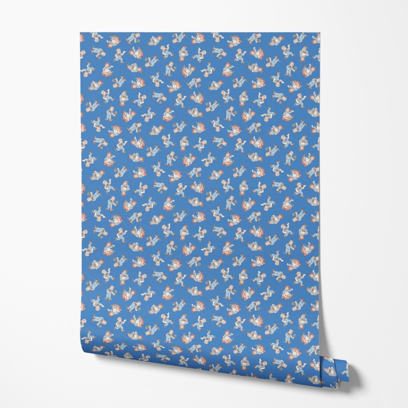 Raggedy Ann and Andy Toss Dark Blue Wallpaper