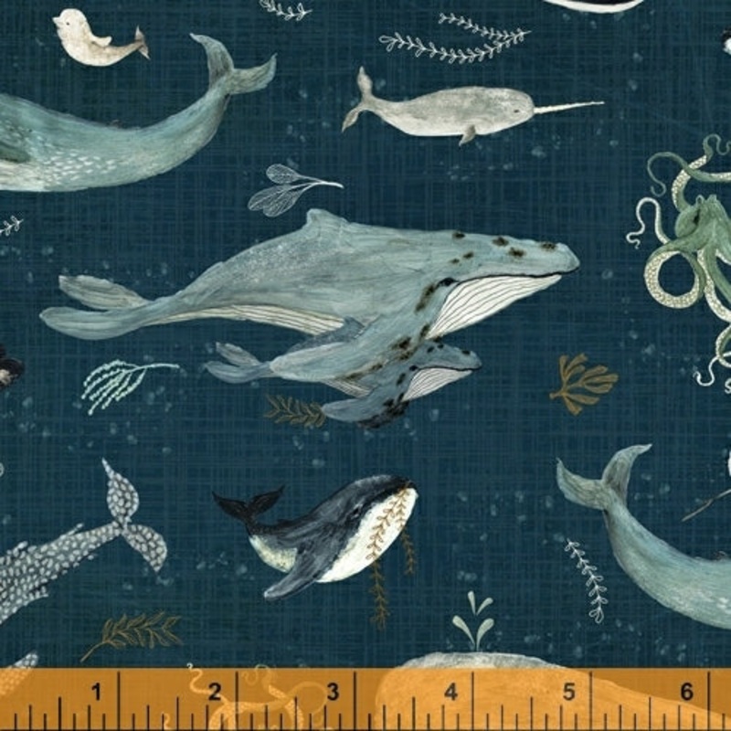 Whale Tales Katherine Quinn 52099D-1 Ocean Whales Cotton