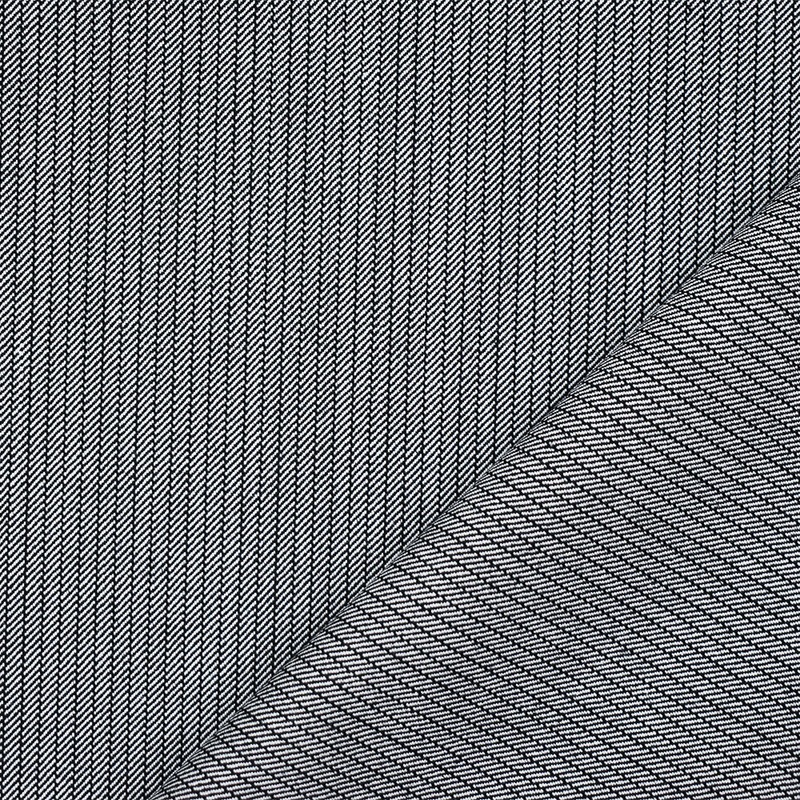 Black-White Polyester Wool Blend Striped Twill Woven Suiting Fabric