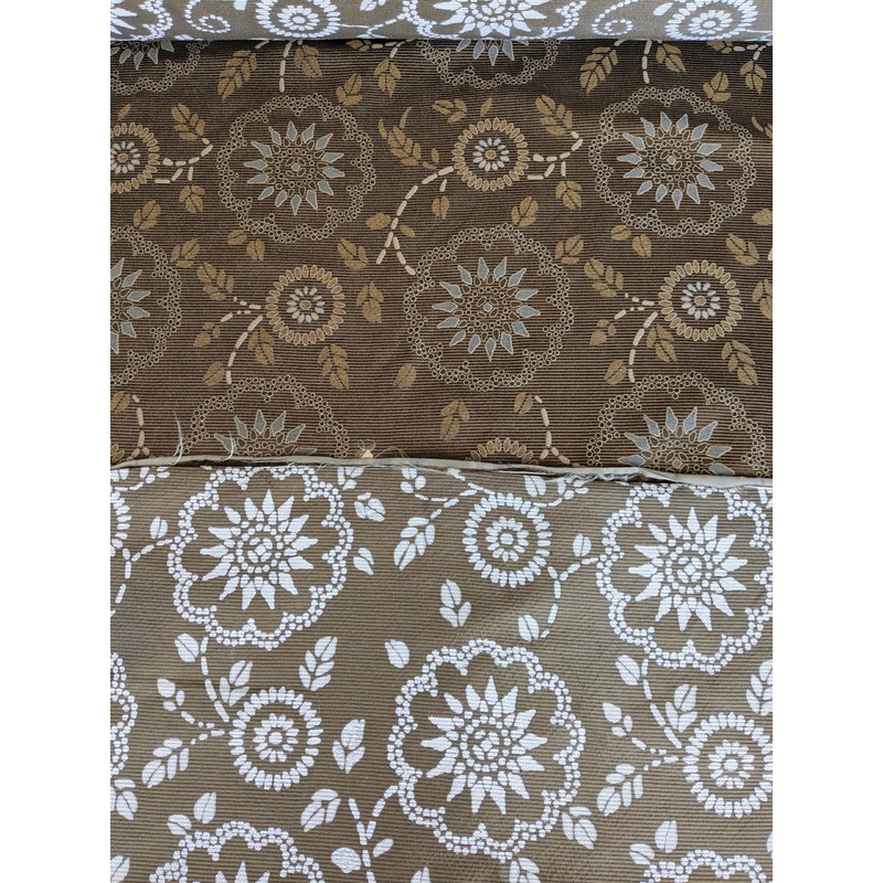 By Yard Scalamandre Kasumi Chocolate Brown Silk Lampas Kimono Daisy Flower Art Deco MSRP USD 276/Y