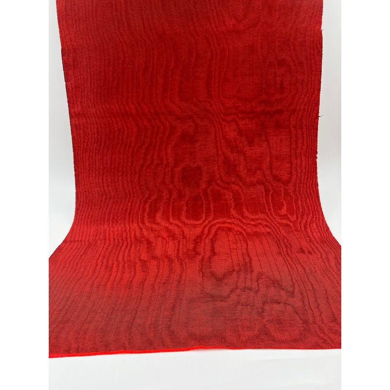 Red Silk Fabric, Moire Silk Fabric, Silk By The Yard. Watermark Pattern.