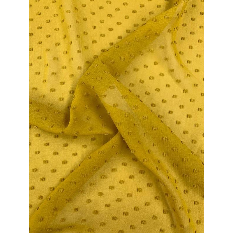 Small Dot Clip Silk Chiffon - Mustard