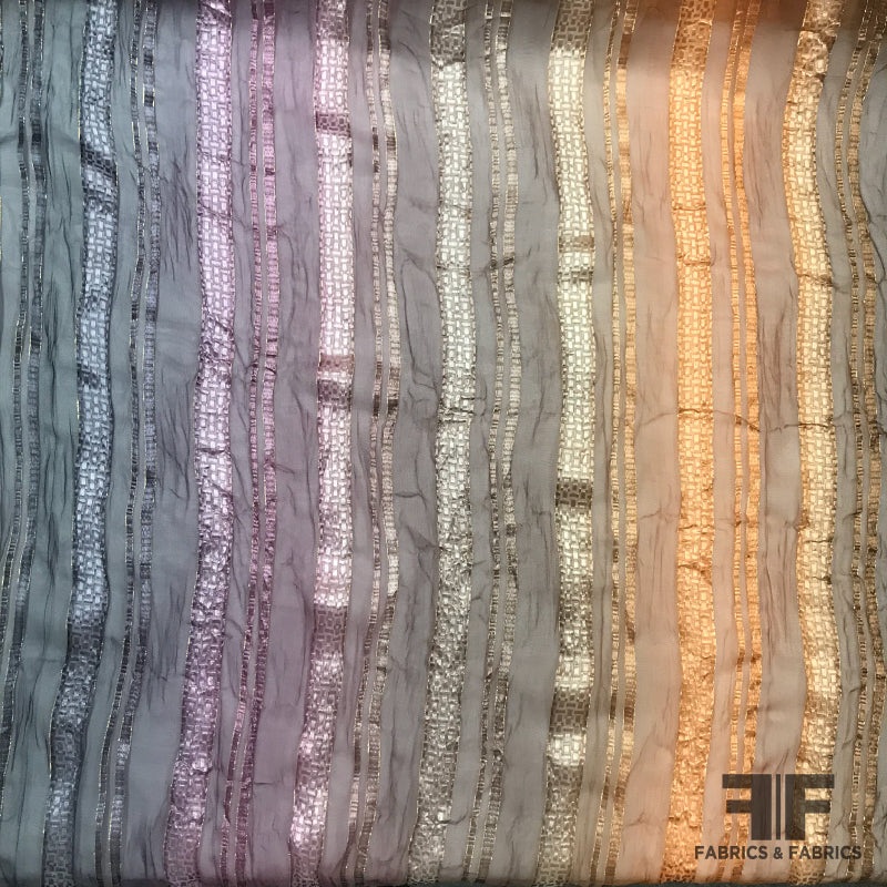 Striped Metallic Crinkle Burnout Chiffon - Ombr