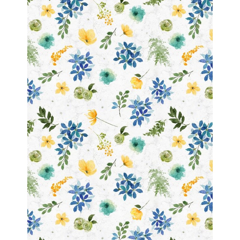 Sunlit Serenade Large Floral White Fabric