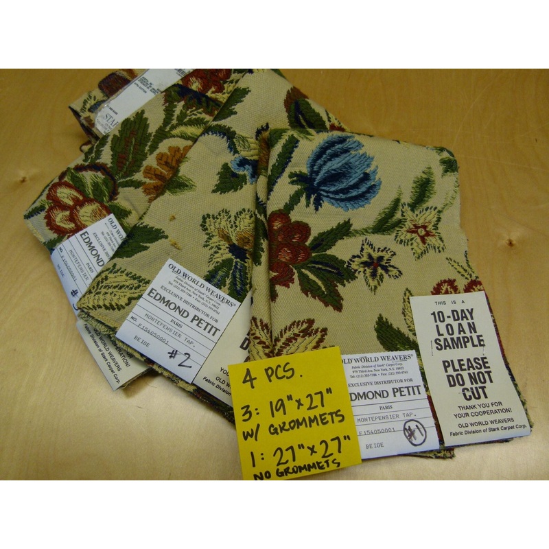 8 EV29 Old World Weavers Edmond Petit Montepensier Tapestry Wool cotton Beige Botanical Floral Tree Foliage Large Pattern 4 Pieces