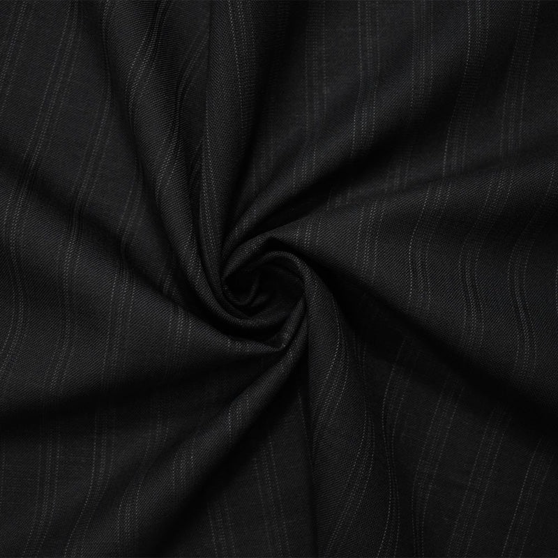 Black-Gray Wool Rayon Stripe Woven Shirting Fabric