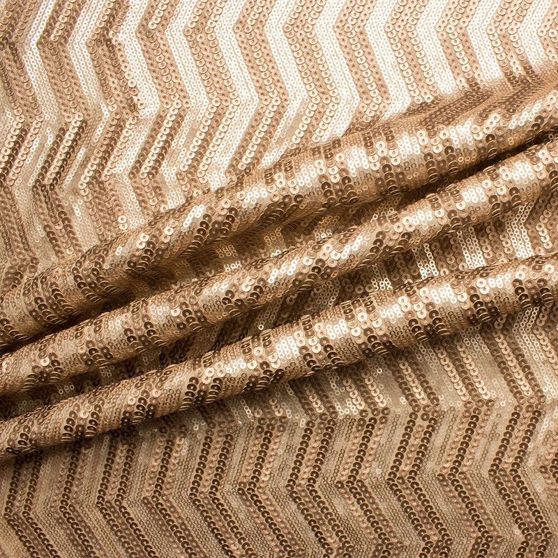 Rich Champagne 'Zig Zag' Sequin Stretch