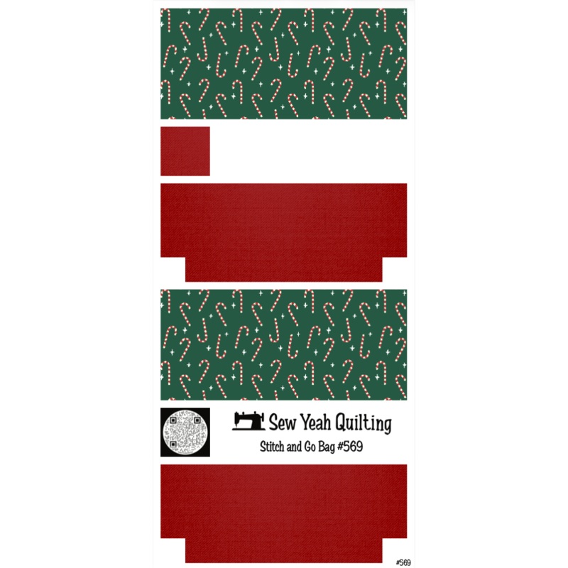 Stitch & Go Bag #569 - Christmas Candycane & Diamond on Red