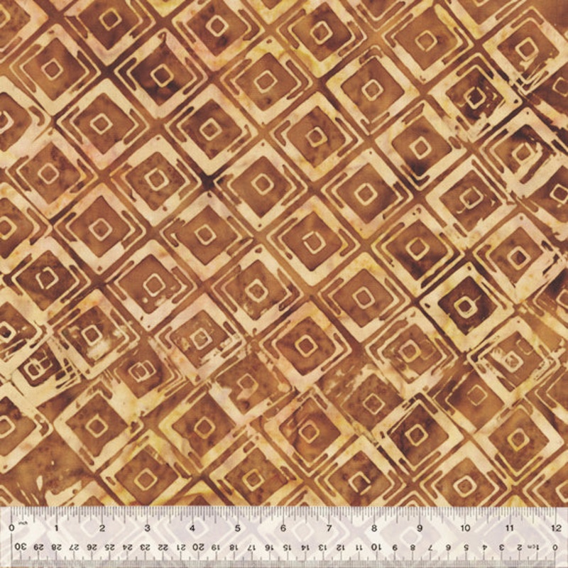 Sun & Sand (Baliscapes) Baliscapes 2412Q-X Mocha Vertical Squares Batik Cotton