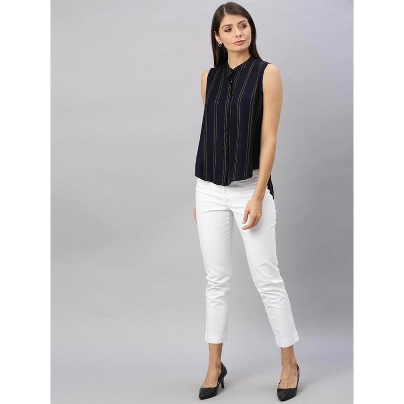 Women's Cotton Lycra White Regular Fit Pant WHITE