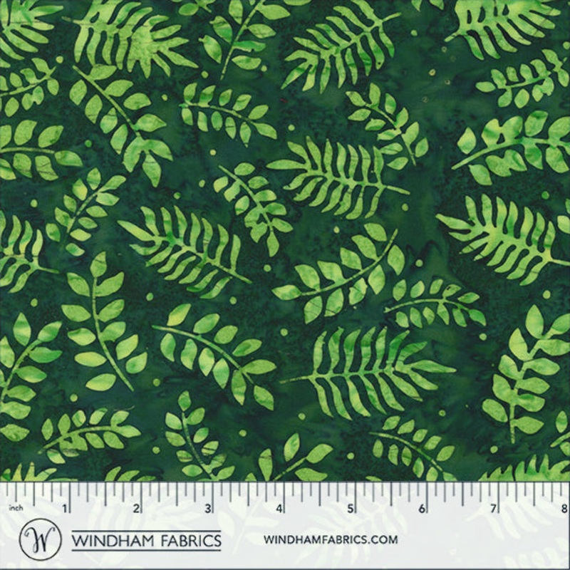 QE8: Charm Anthology Fabrics 458Q-2 Forest Botanical Leaves Batik Cotton