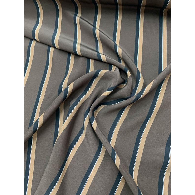 Striped Matte-Printed Silk Charmeuse - Chocolate / Black