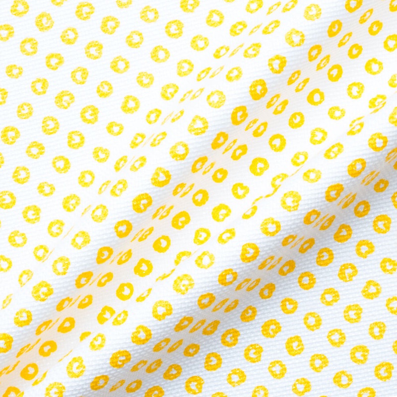 Yellow & White Printed Cotton Metallic Piqu