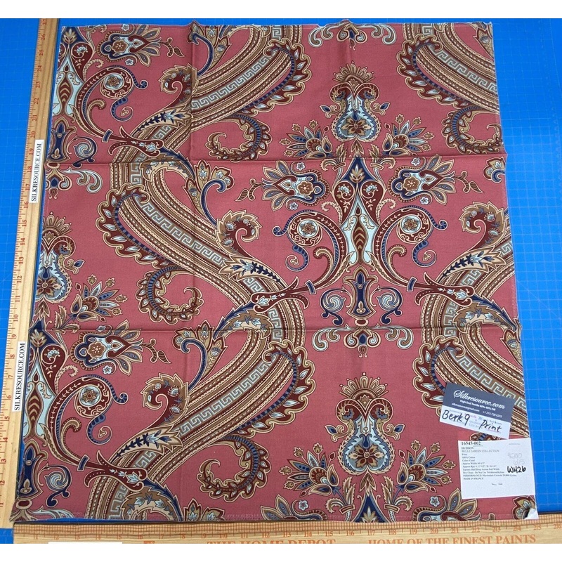 30 Berkbox9 Length Scalamandre Print 27x25 Hudson Belle Jardin Collection Red Paisley Printed Cotton Sateen Belle Jardin Collection Fr France MSRP USD 216/y