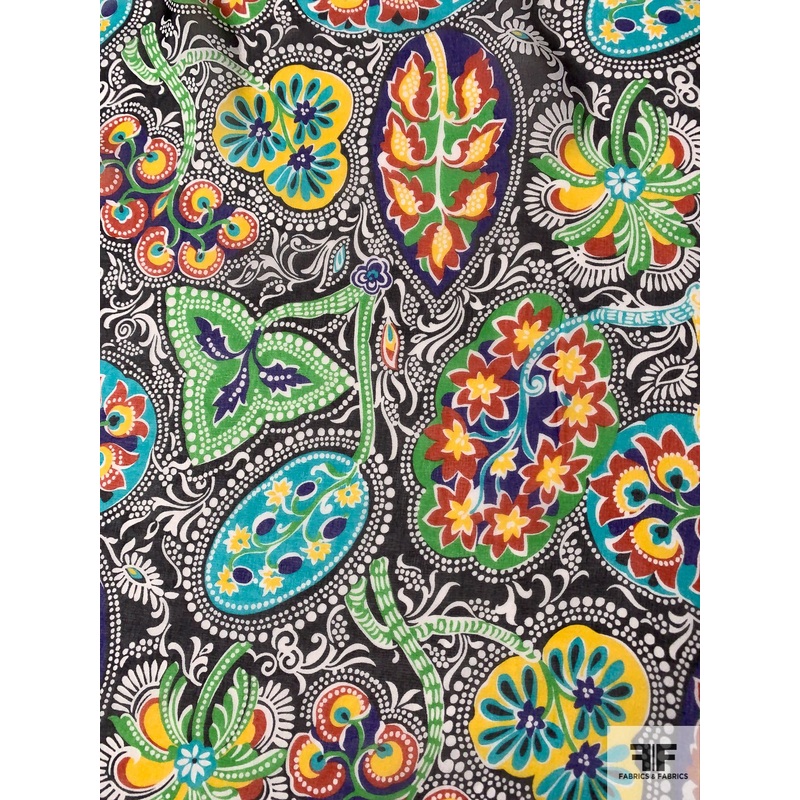 Caribbean Paisley Printed Silk Chiffon - Multicolor