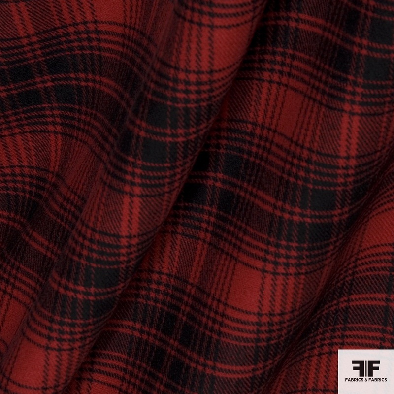 Plaid Double-Faced Wool/Cashmere Coating - Red/Black
