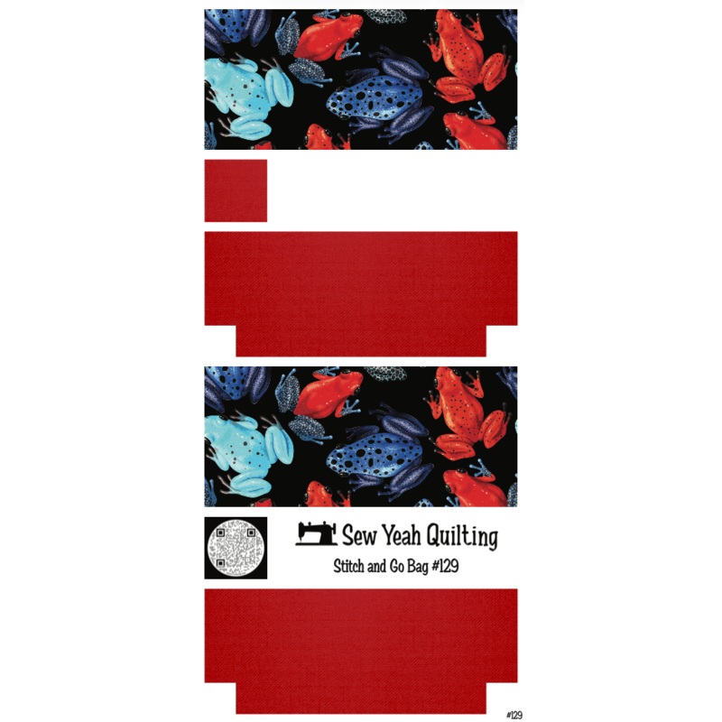 Stitch & Go Bag #129 - Frogs Neon on Red