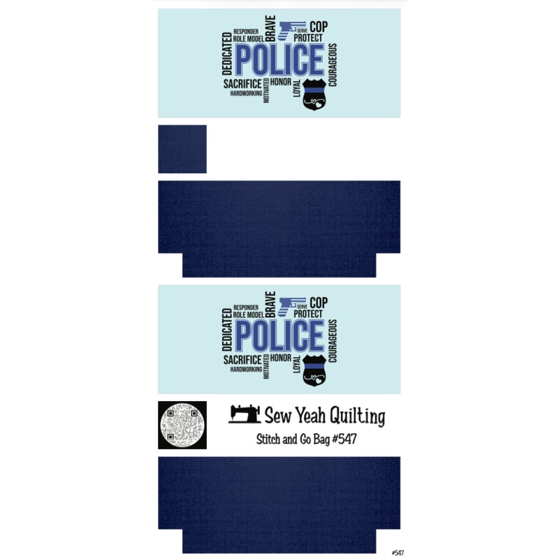 Stitch & Go Bag #547- Police Word on Deep Blue