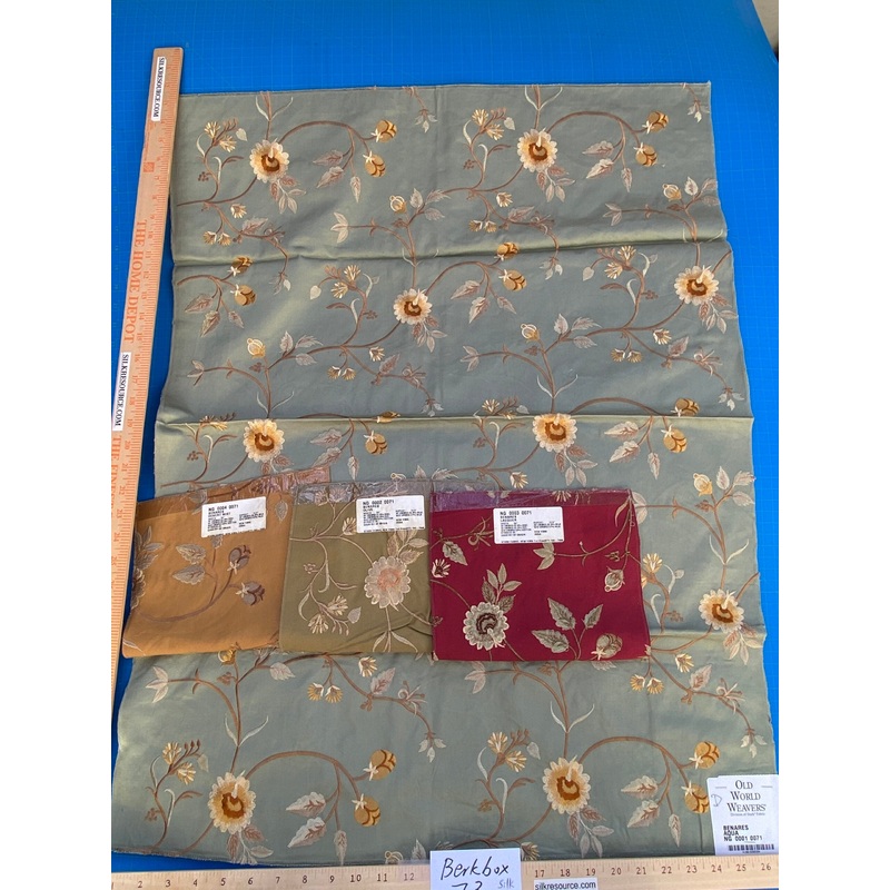 22 Berkbox73 Square Silk by Old World Weavers Benares Aqua Silk Embroidery MSRP USD 250/y