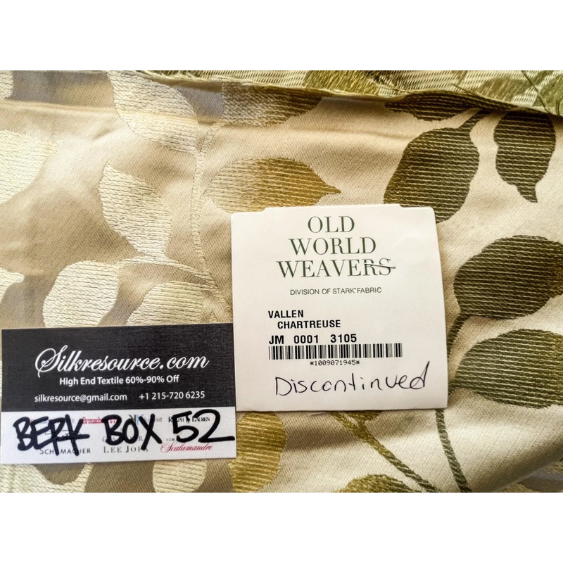 5 Berkbox52 1 yard Scalamandre Vallen Chartreuse Green Yellow Silk Leaf Woven