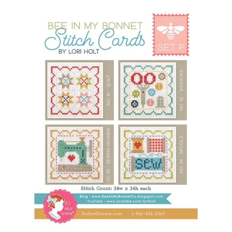 Lori Holt - Bee In My Bonnet - Cross Stitch Pattern - Stitch Cards - Set P