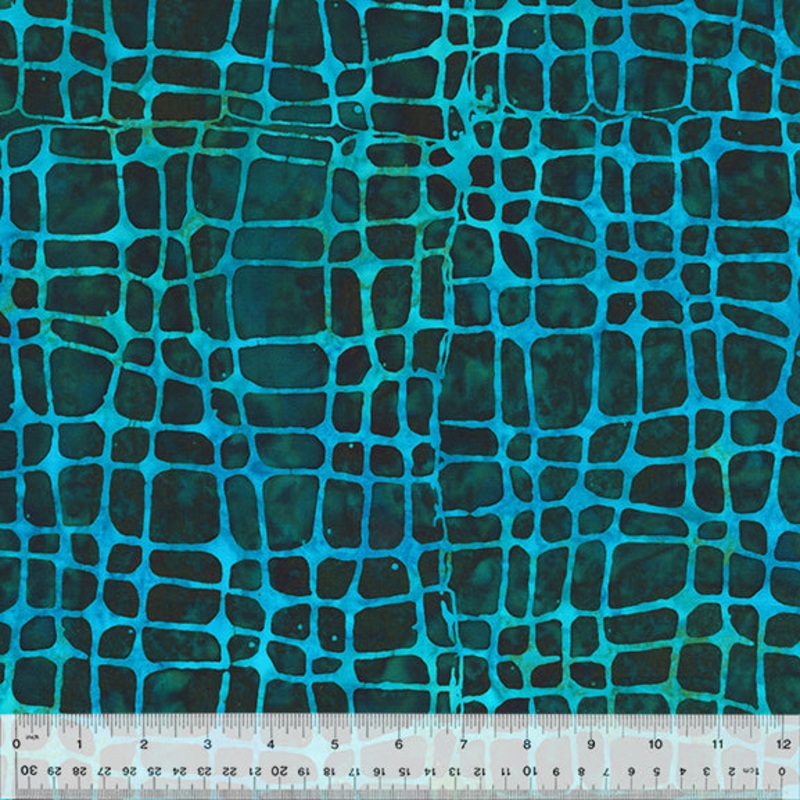 QE6: Splash 437Q-4 Dark Teal Deco Lines Batik Cotton