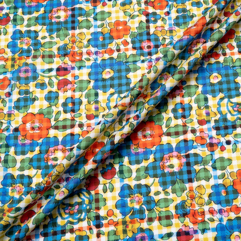 Yellow 'Betsy Check' Liberty Cotton Tana Lawn