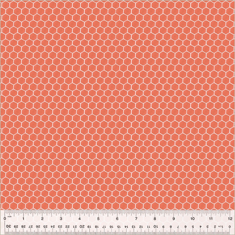 Afternoon in the Garden Beth Grove 54437-5 Coral Honeycomb Cotton