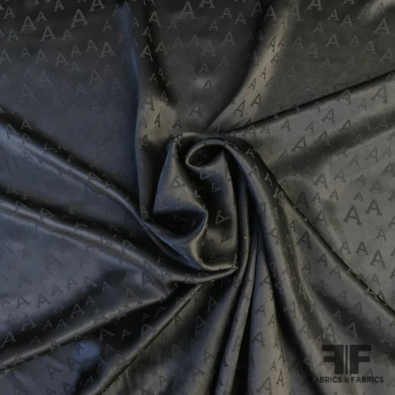 Letter A Pattern Silk Jacquard - Midnight Blue
