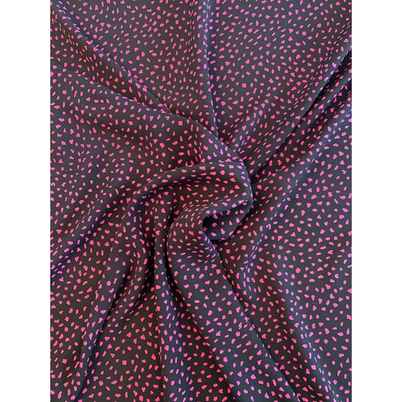 Pebbles Printed Silk Georgette - Black / Pink