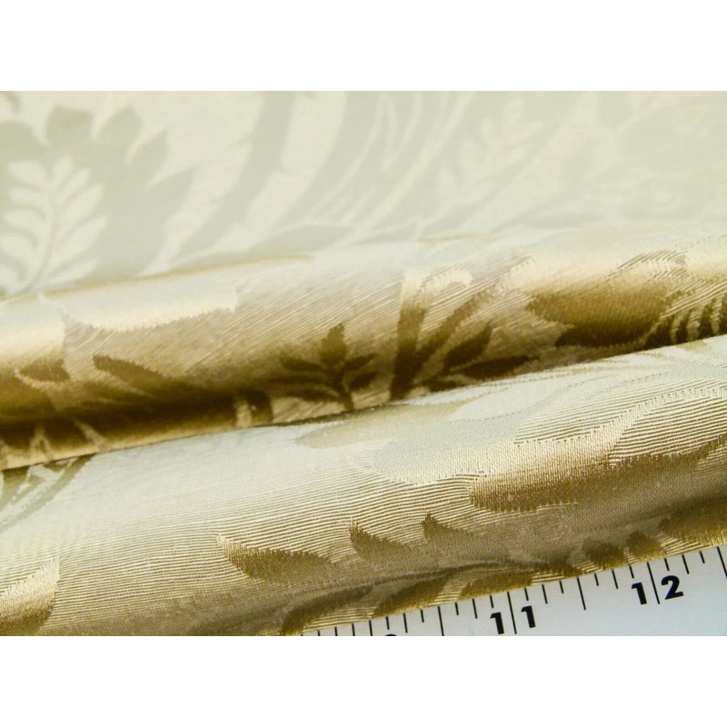 Scalamandre San Leucio Beige Gold Old World Weavers Silk Linen Renaissance Silk Damask MSRP USD 546/Y